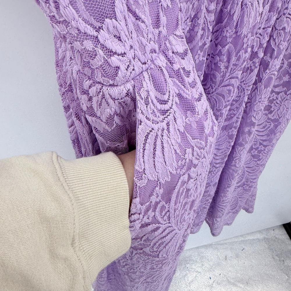 Torrid Lilac Purple Floral Lace Midi Fit and Flare Dress Pockets 3X 22-24 NEW - Picture 5 of 8